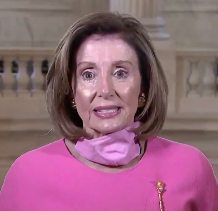 PHOTO Nancy Pelosi Takes Off Mask Entire Face Covered In Sweat