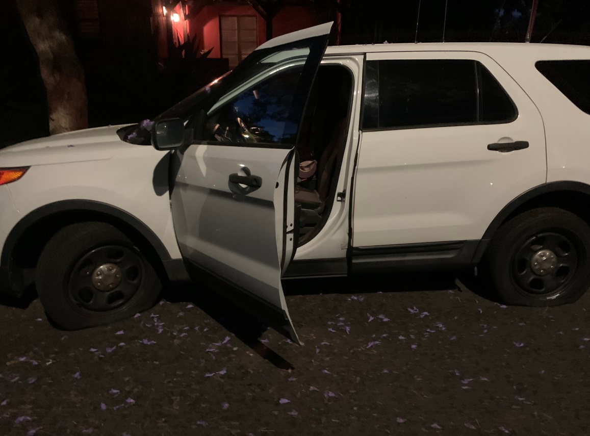 PHOTO Reporters Car That Looks Like Police Cruiser Gets Tires Slashed In Los Angeles