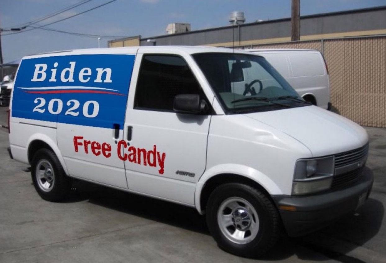 PHOTO Joe Biden 2020 Campaign Van Has Free Candy Written On It