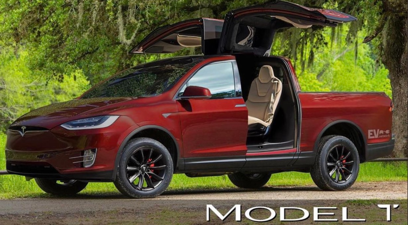 PHOTO Tesla Model T Truck With Folding Lamborghini Doors