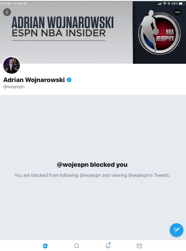 PHOTO Adrian Wojnarowski Blocked A Washington Post Journalist