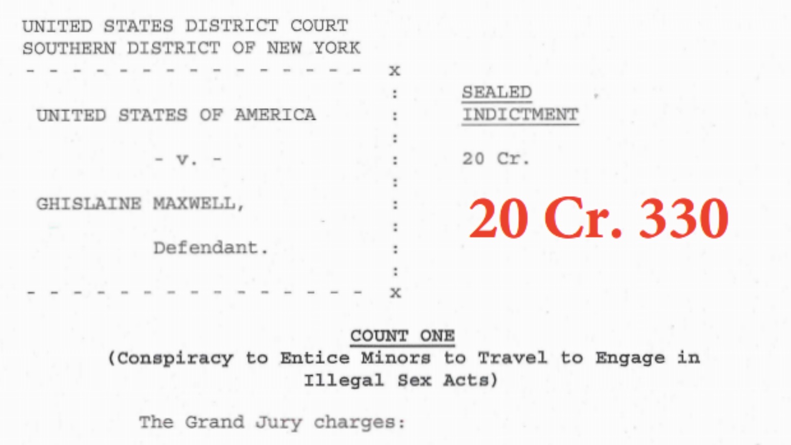 PHOTO Ghislaine Maxwell's Charging Document