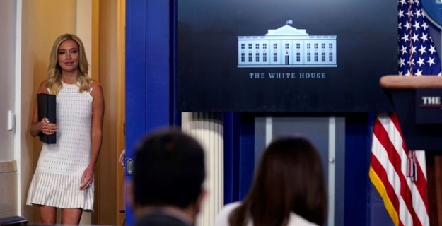PHOTO Kayleigh McEnany Comes To Press Briefing Smirking Wearing Short White Dress