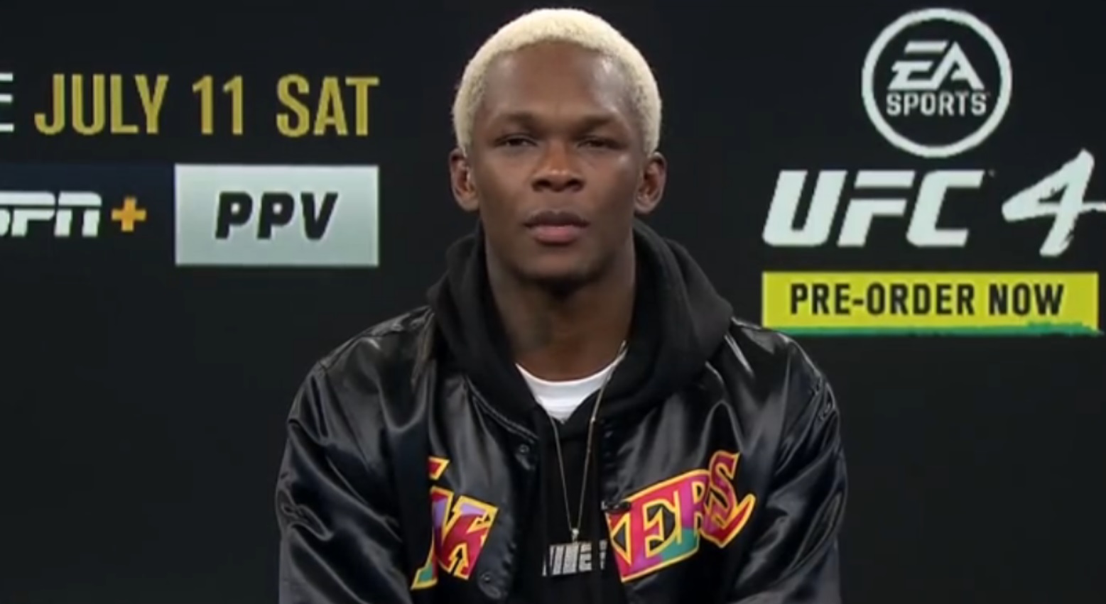 PHOTO UFC 251 Fighter Wearing Muli-Colored Lakers Jacket