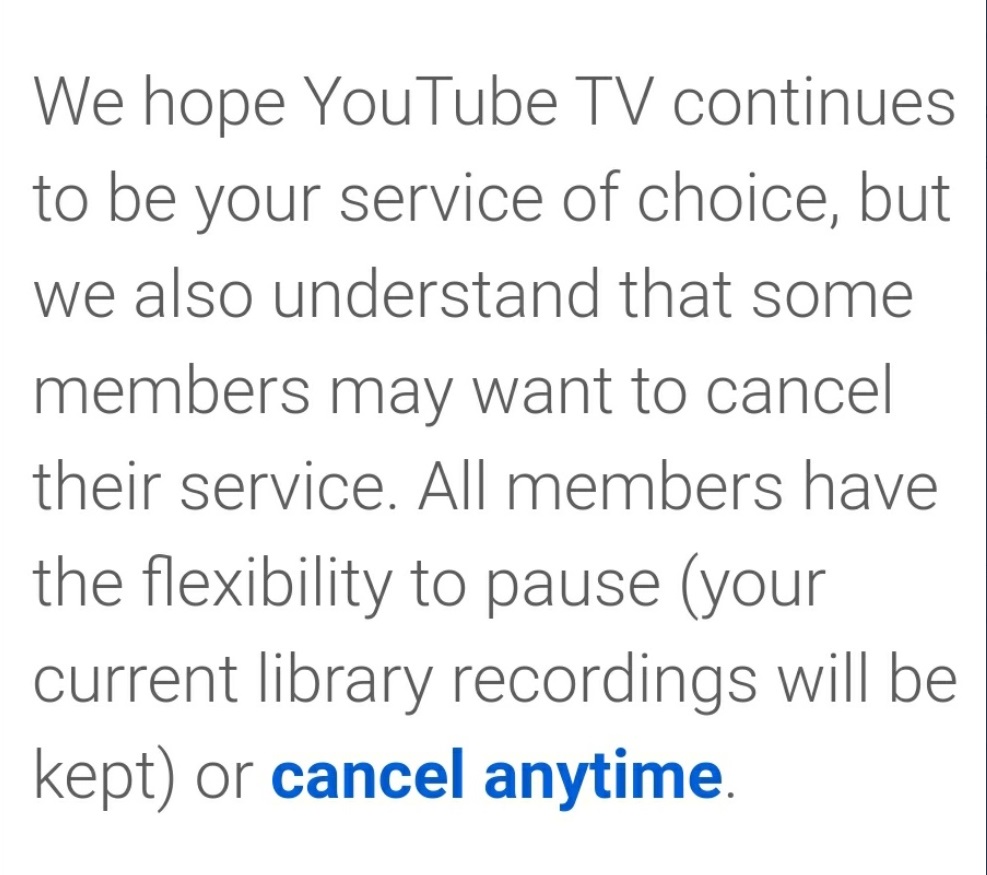 PHOTO Youtube TV Emailing Customers Telling Them Not To Cancel