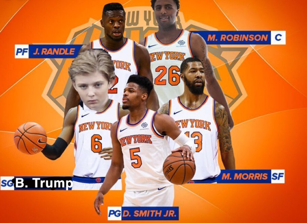 PHOTO Barron Trump In The Knicks Starting Lineup