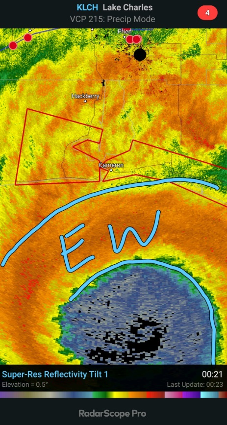 PHOTO Eye Wall Is 4 Mile From Shore Of Cameron Louisiana Right Now