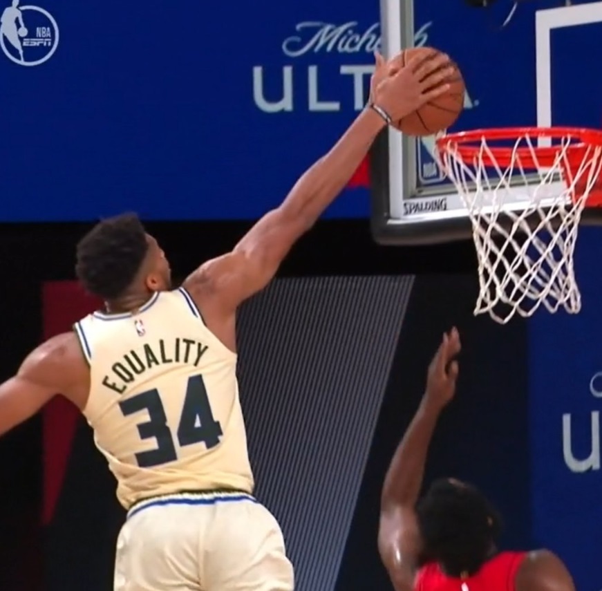 PHOTO Unreal Image Of Giannis Dunking Over The Rim Very High With Equality Sticking Out