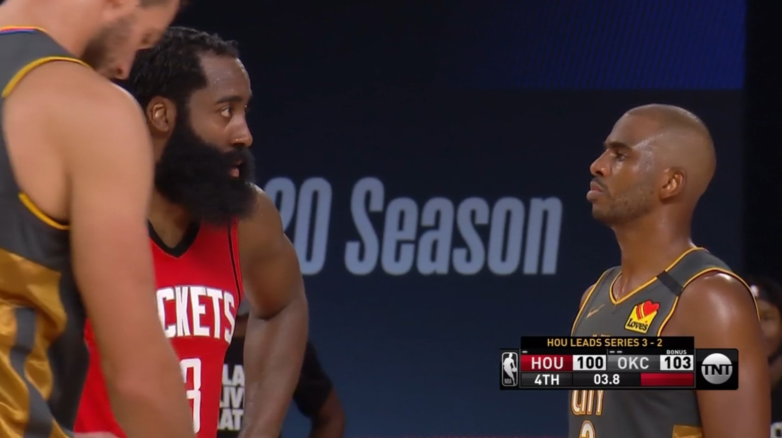 PHOTO Chris Paul Standing Up To James Harden With Death Stare