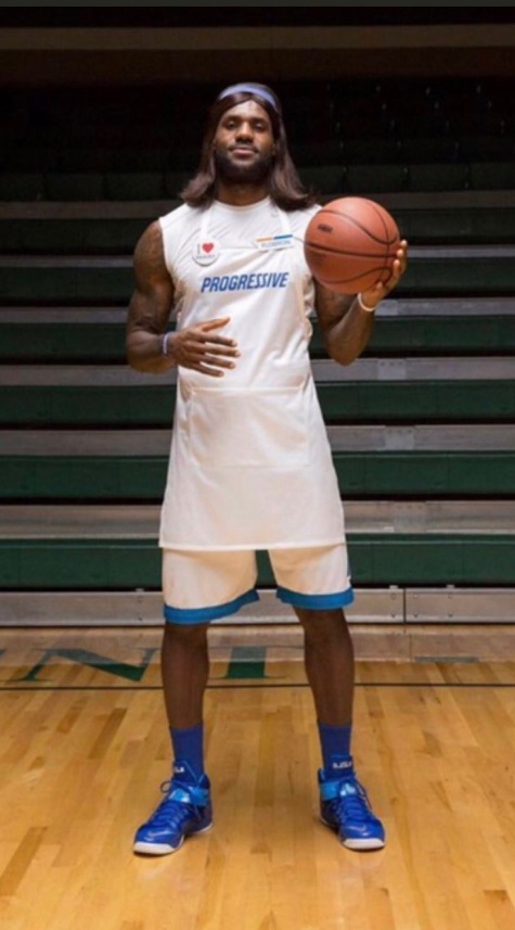 PHOTO Lebron James With Long Hair And A Progressive Insurance Jersey