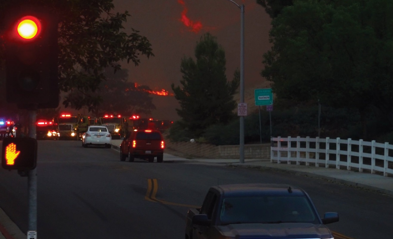 PHOTO Chino Hills Residents Evacuating As Fire Truck Enter Their